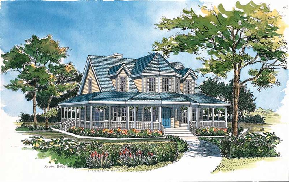 Front elevation of Victorian home (ThePlanCollection: House Plan #137-1385)
