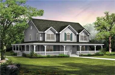 4-Bedroom, 2407 Sq Ft Country Home Plan - 137-1403 - Main Exterior