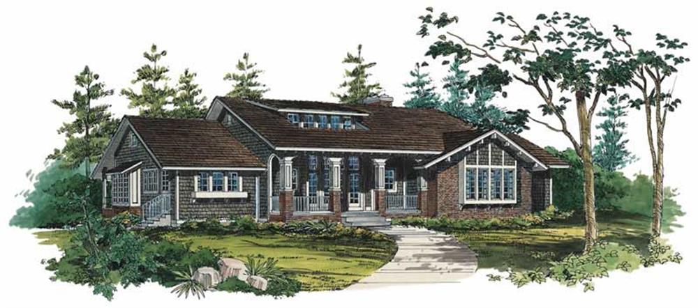 Front elevation of Shingle home (ThePlanCollection: House Plan #137-1477)