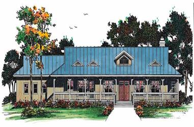 2-Bedroom, 1800 Sq Ft Country House Plan - 137-1484 - Front Exterior