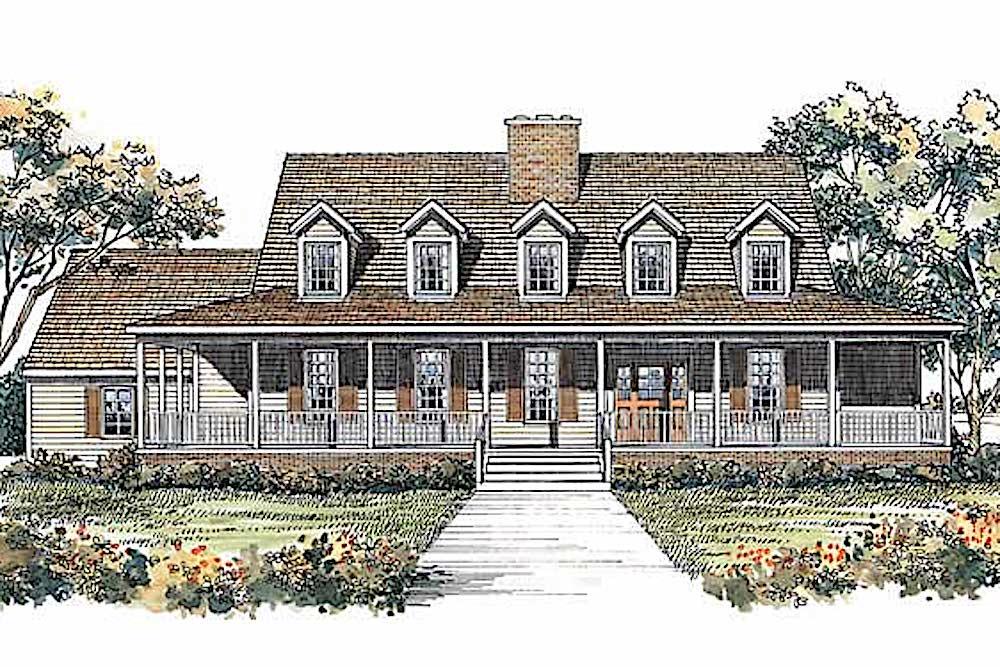Country Farmhouse home (ThePlanCollection: House Plan #137-1490)