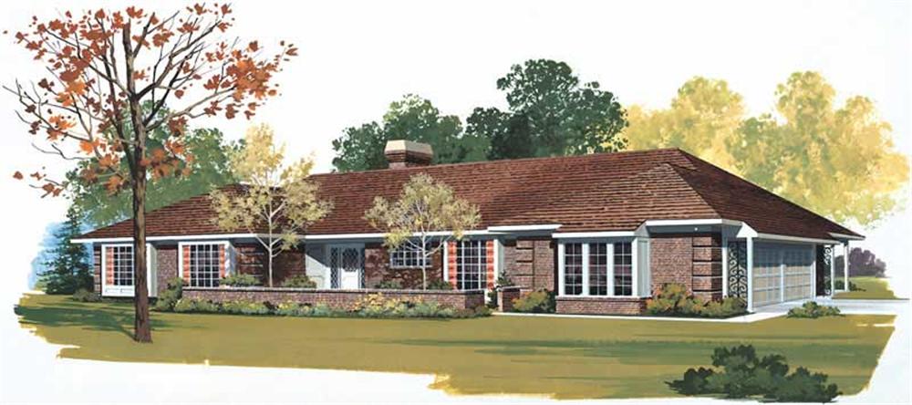 Front elevation of Ranch home (ThePlanCollection: House Plan #137-1491)