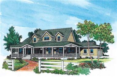 4-Bedroom, 3434 Sq Ft Country House Plan - 137-1556 - Front Exterior