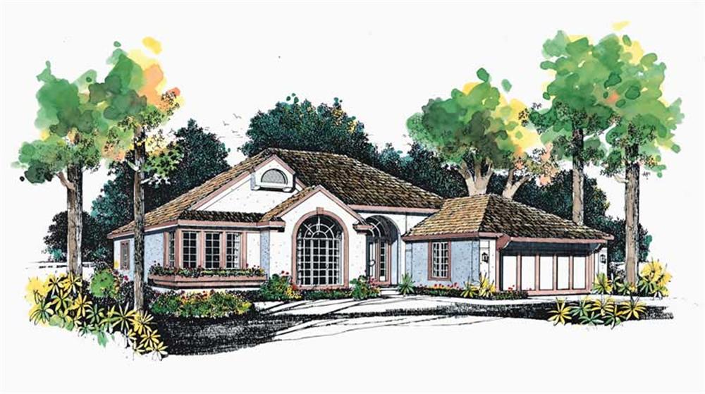 Front elevation of Ranch home (ThePlanCollection: House Plan #137-1577)