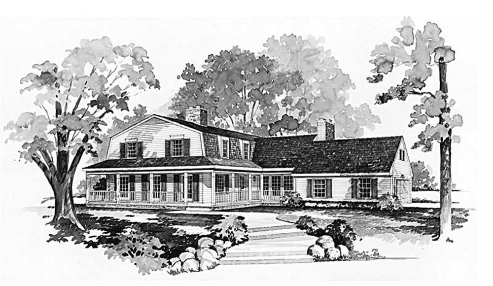 Front elevation of Colonial home (ThePlanCollection: House Plan #137-1599)