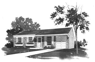 3-Bedroom, 1032 Sq Ft Ranch House Plan - 137-1614 - Front Exterior
