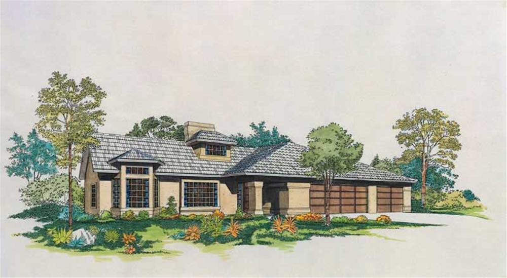 Front elevation of Mediterranean home (ThePlanCollection: House Plan #137-1634)