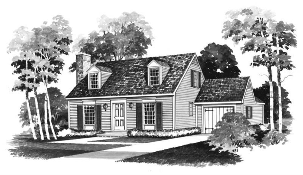 Front elevation of Cape Cod home (ThePlanCollection: House Plan #137-1758)