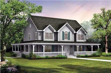 4-Bedroom, 2420 Sq Ft Country Home Plan - 137-1854 - Main Exterior