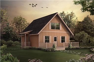 3-Bedroom, 1154 Sq Ft A Frame House Plan - 138-1023 - Front Exterior