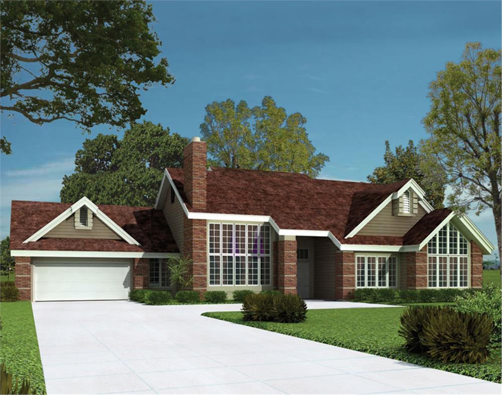 Front elevation of Contemporary home (ThePlanCollection: House Plan #138-1043)