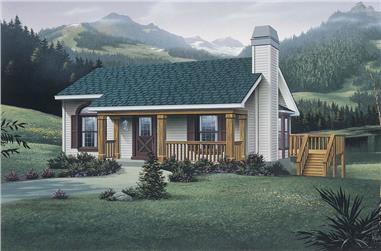 2-Bedroom, 914 Sq Ft Small House Plans - 138-1072 - Front Exterior