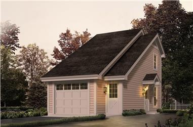 1-Bedroom, 656 Sq Ft Garage w/Apartments House Plan - 138-1231 - Front Exterior