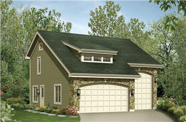 1-Bedroom, 713 Sq Ft Garage w/Apartments House Plan - 138-1232 - Front Exterior