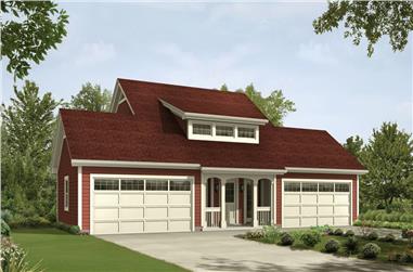 1-Bedroom, 1026 Sq Ft Garage w/Apartments House Plan - 138-1235 - Front Exterior