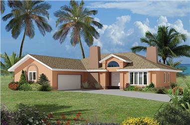 3-Bedroom, 1932 Sq Ft Florida Style House Plan - 138-1323 - Front Exterior