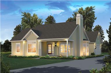 3-Bedroom, 1308 Sq Ft Country Home Plan - 138-1345 - Main Exterior