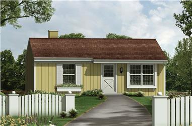3-Bedroom, 768 Sq Ft Country House Plan - 138-1383 - Front Exterior