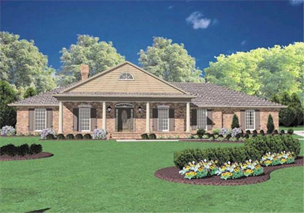 Front elevation of Colonial home (ThePlanCollection: House Plan #139-1033)
