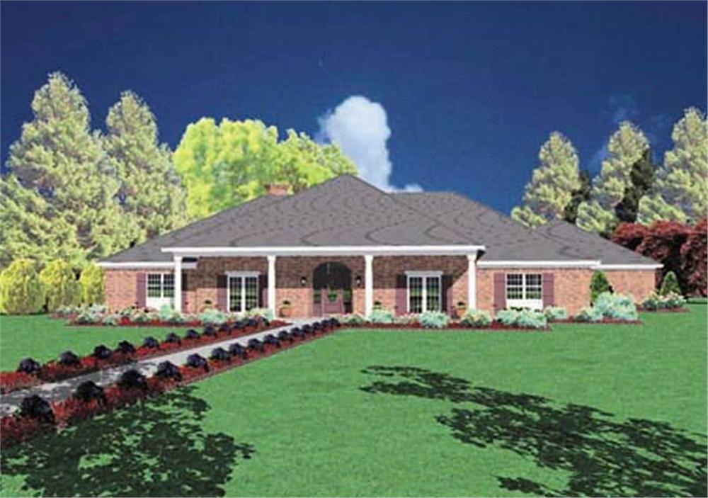 Front elevation of Ranch home (ThePlanCollection: House Plan #139-1036)