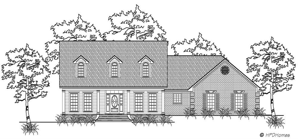 This is the front elevation of these Country Homeplans.