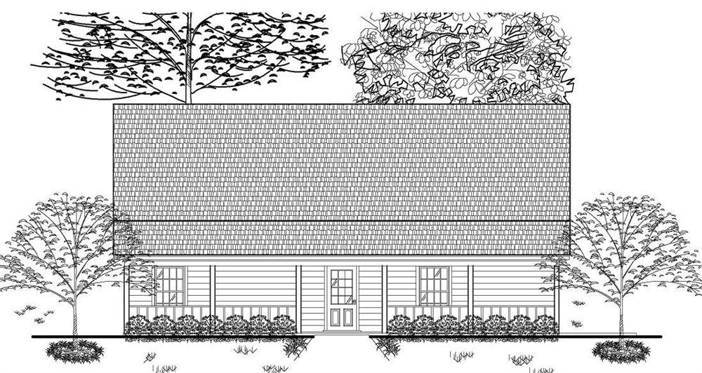 This is a black and white rendering of these Ranch House Plans,
