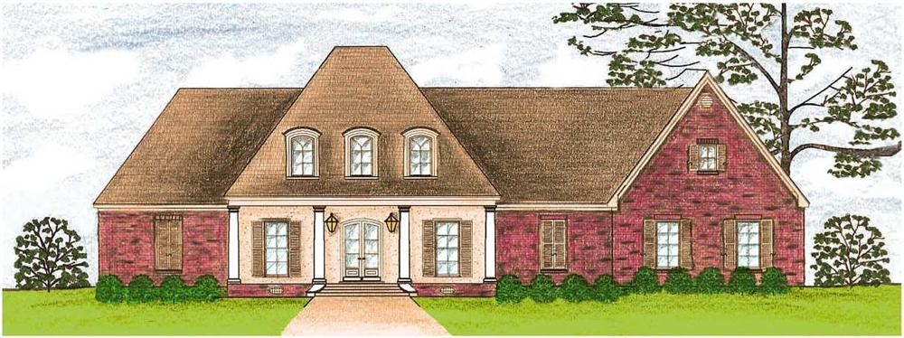 This is a colored rendering of these French House Plans.