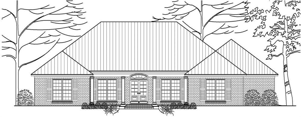 This is a black and white rendering of these Traditional Houseplans.