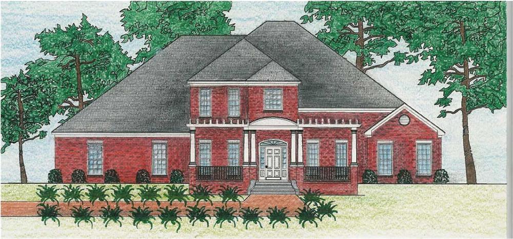 This is a colored rendering of these Southern House Plans.