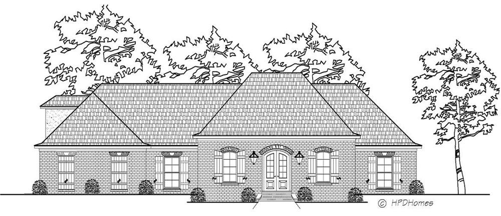 This is a black and white rendering of these European House Plans.