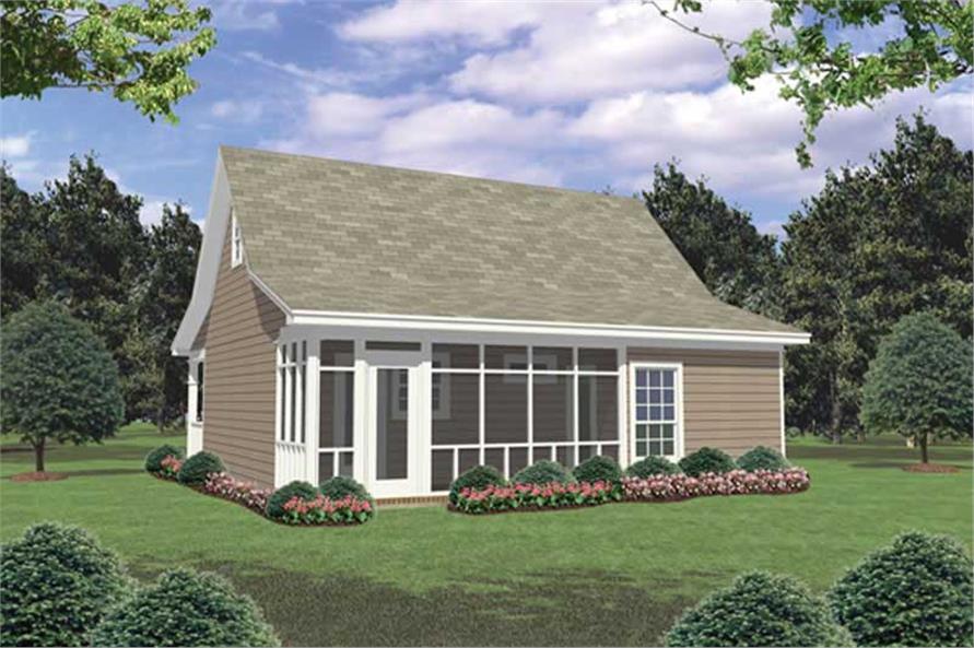 Home Plan Rear Elevation of this 2-Bedroom,800 Sq Ft Plan -141-1008