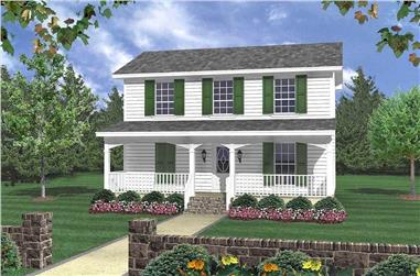 3-Bedroom, 1200 Sq Ft Colonial Country Home Plan - 141-1031 - Main Exterior