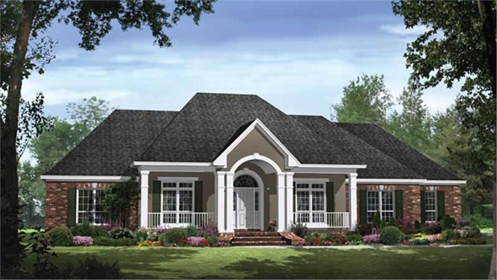 Front elevation of Ranch home (ThePlanCollection: House Plan #141-1041)