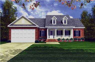 3-Bedroom, 1509 Sq Ft Country Home Plan - 141-1051 - Main Exterior