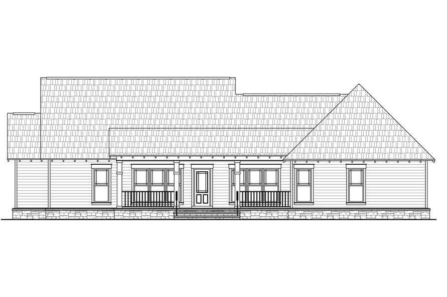 Home Plan Rear Elevation of this 3-Bedroom,1800 Sq Ft Plan -141-1077