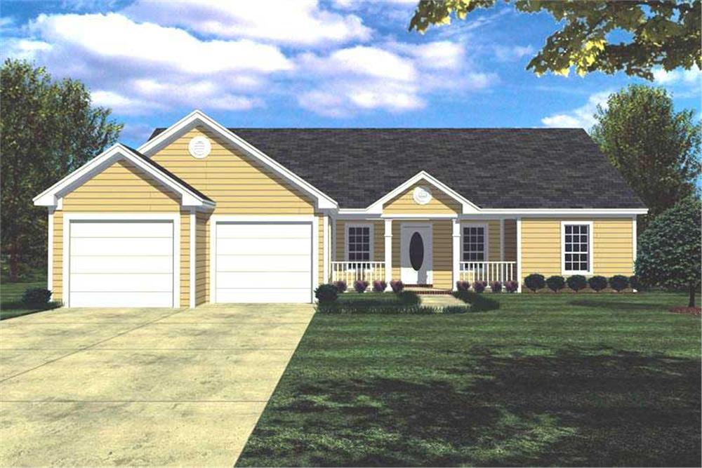 Front elevation of Ranch home (ThePlanCollection: House Plan #141-1143)
