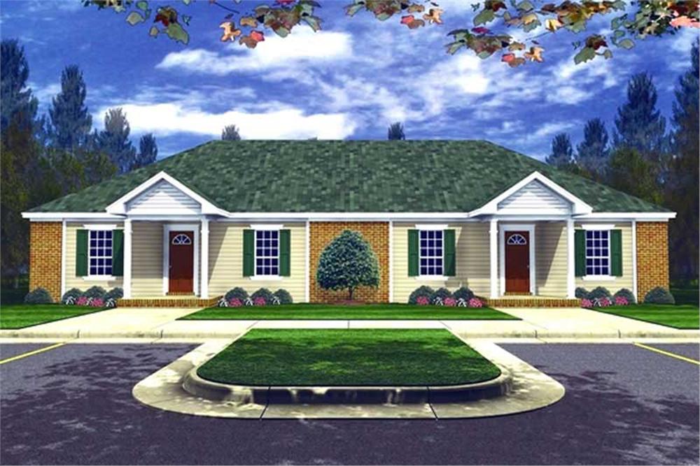 Front elevation of Multi-Unit home (ThePlanCollection: House Plan #141-1169)