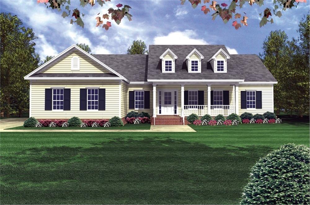Color rendering of Country home plan (ThePlanCollection: House Plan #141-1175)