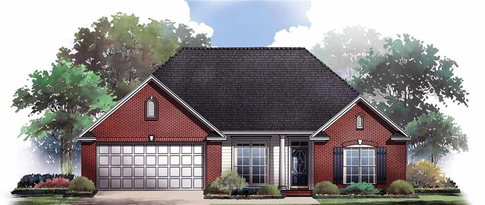 Front elevation of Ranch home (ThePlanCollection: House Plan #141-1186)