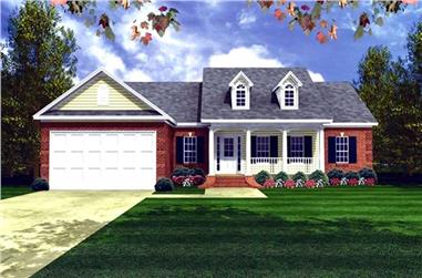 3-Bedroom, 1501 Sq Ft Country House Plan - 141-1197 - Front Exterior