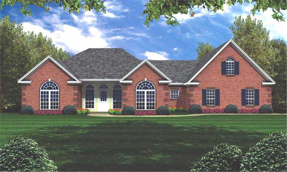 Front elevation of Traditional home (ThePlanCollection: House Plan #141-1205)