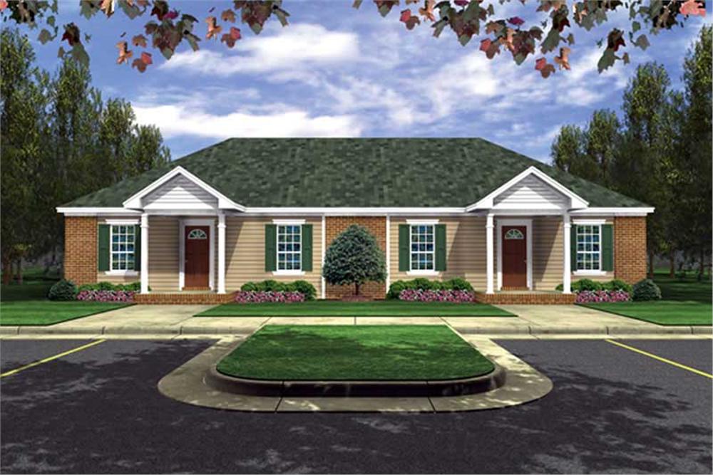 Front elevation of Multi-Unit home (ThePlanCollection: House Plan #141-1223)