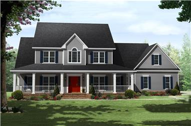 4-Bedroom, 3000 Sq Ft Country Home Plan - 141-1287 - Main Exterior