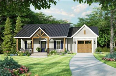 1-Bedroom, 945 Sq Ft Farmhouse House Plan - 141-1328 - Front Exterior