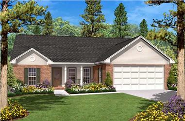 3-Bedroom, 1400 Sq Ft Country House Plan - 142-1017 - Front Exterior