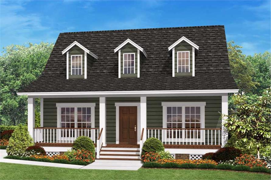 2-Bedroom, 900 Sq Ft Cape Cod House Plan - 142-1032 - Front Exterior