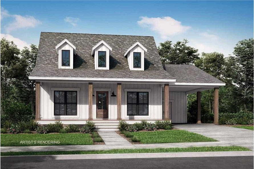 Front View of this 2-Bedroom, 900 Sq Ft Plan - 142-1036