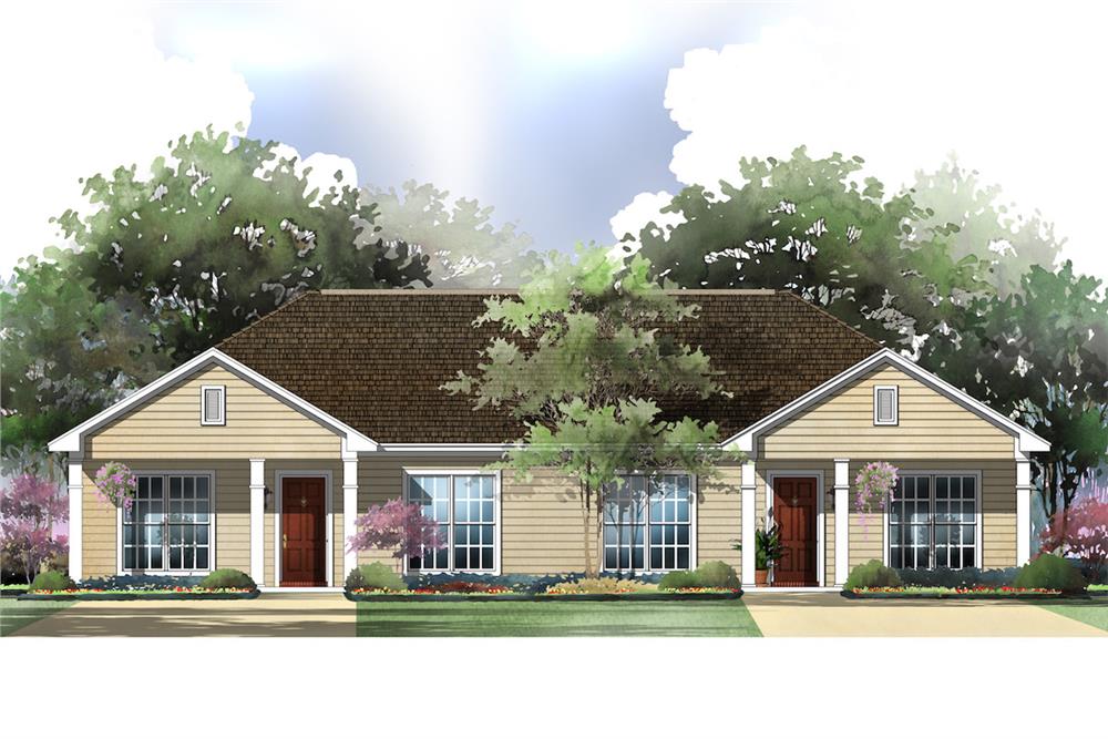 Front elevation of Multi-Unit home (ThePlanCollection: House Plan #142-1037)