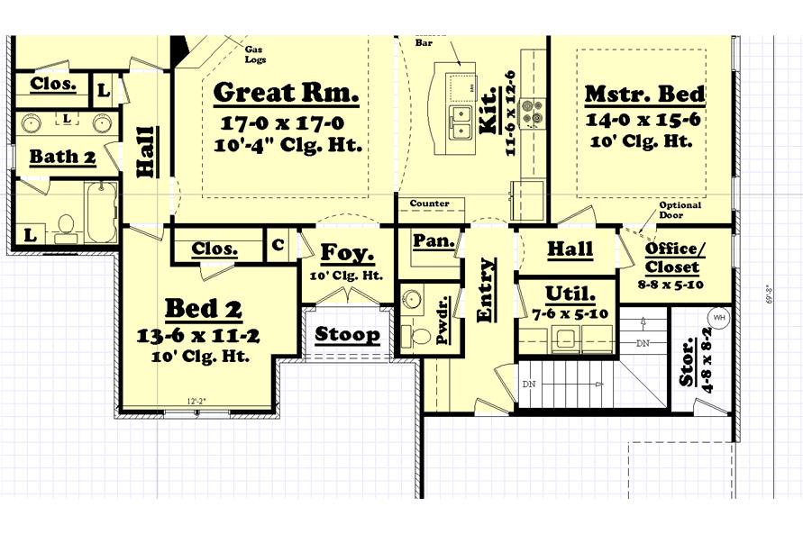 142-1043: Alternate Floor Plan Showing Layout of Stairs to Optional Basement