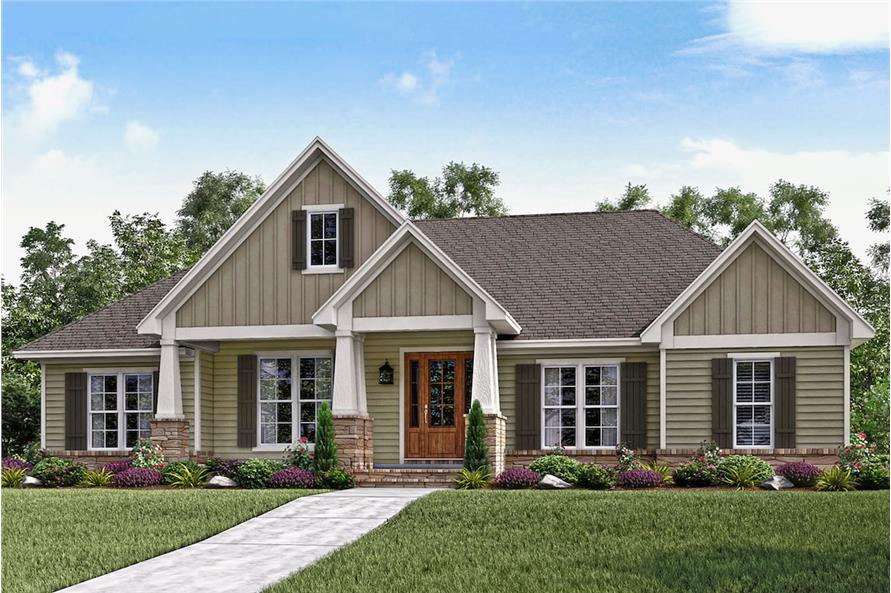 3-Bedroom, 2151 Sq Ft Country House Plan - 142-1159 - Front Exterior